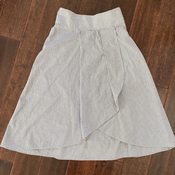 Rachel Rachel Roy blue and white striped seersucker midi wrap front skirt - Picture 2 of 4